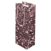 Rosen-GoldImitat-Glitzer-Glitzern Geschenktüte Für Weinflaschen (Vorderseite Schrägansicht)