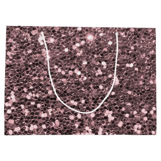 Rosen-GoldImitat-Glitzer-Glitzern Große Geschenktüte (Rückseite)