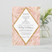 Rosen-GoldImitat-Glitzer-Marmor erröten Einladung (Stehend Vorderseite)