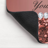 Rosen-GoldImitat-Glitzer und Diamanten Mousepad (Ecke)