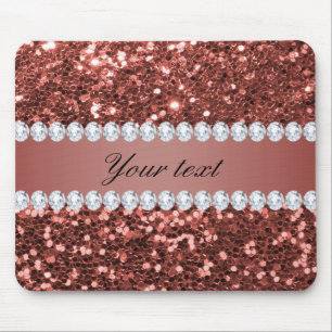 Rosen-GoldImitat-Glitzer und Diamanten Mousepad