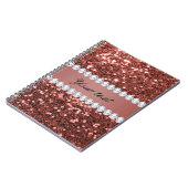 Rosen-GoldImitat-Glitzer und Diamanten Notizblock (Linke Seite)