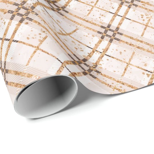 Rosen-Goldkarierte Glitzern Geschenkpapier (Rolleneckpunkt)