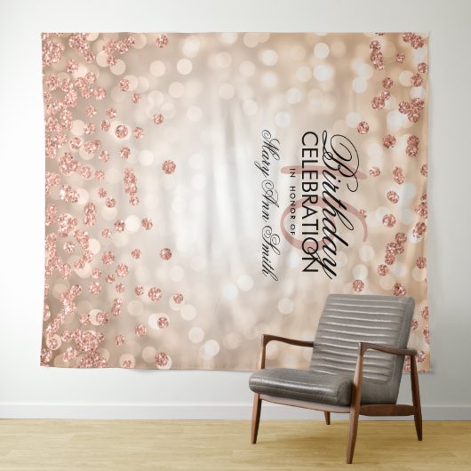 Rosen-GoldlichterConfetti des Wandteppich (Beispiel (Horizontal))