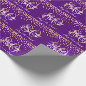 Rosen-Goldlila 80. Geburtstags-GlitzerConfetti Geschenkpapier (Ecke)