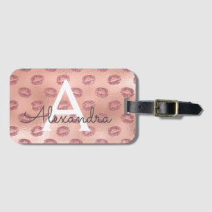 Rosen-Goldlippenstift-Monogramm-Name Gepäckanhänger