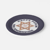 Rosen-Goldmagen- davidstern glückliches Purim Pappteller (Schrägansicht)