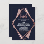 Rosen-Goldmarine-Blau-malvenfarbene geometrische Begleitkarte (Vorne/Hinten)