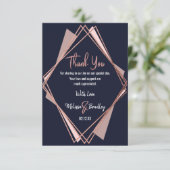 Rosen-Goldmarine-Blau-malvenfarbene geometrische Dankeskarte (Stehend Vorderseite)