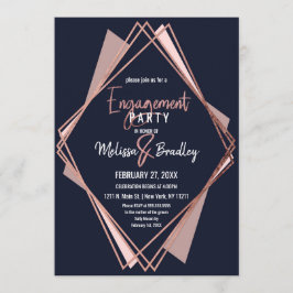 Rosen-Goldmarine-Blau-malvenfarbene geometrische Einladung