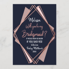 Rosen-Goldmarine-Blau-malvenfarbene geometrische Einladung