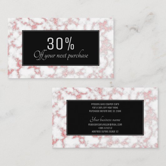 Rosen-Goldmarmor-Folien-Beschaffenheit Rabattkarte (Vorne/Hinten)