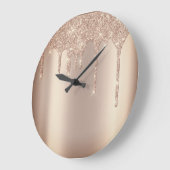 Rosen-Goldmetallfunken-Glitzer-Tropfen erröten Große Wanduhr (Winkel)