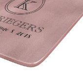 Rosen-Goldmetallische Marmormonogramm-Hochzeit Schneidebrett (Ecke)