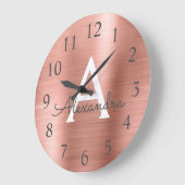 Rosen-Goldmetallischer Monogramm-Name u. Initiale Große Wanduhr (Winkel)