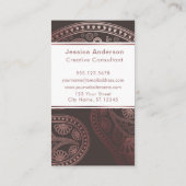 Rosen-Goldpaisley-Trio-Muster auf Editable Brown Visitenkarte (Rückseite)