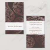 Rosen-Goldpaisley-Trio-Muster auf Editable Brown Visitenkarte (Vorne/Hinten)