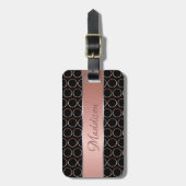 Rosen-Goldpunkt-Muster-Monogramm Gepäckanhänger (Vorderseite vertikal)