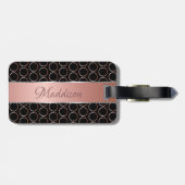 Rosen-Goldpunkt-Muster-Monogramm Gepäckanhänger (Rückseite horizontal)