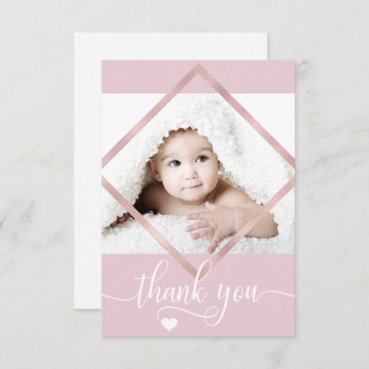 Rosen-Goldrosa-Weiß dankt Ihnen Baby-Dusche | FOTO Dankeskarte (Vorne/Hinten)