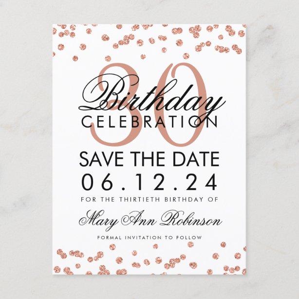 30 Geburtstag Save the Date Karten  Zazzle.de