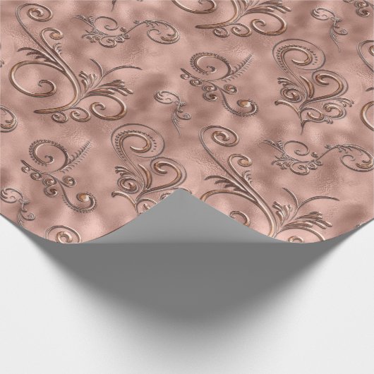 Rosen-GoldSchnörkel Geschenkpapier (Ecke)
