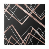 Rosen-Goldschwarz-lineares Dreieck-abstraktes Fliese (Vorderseite)