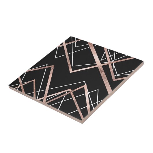 Rosen-Goldschwarz-lineares Dreieck-abstraktes Fliese (Seite)