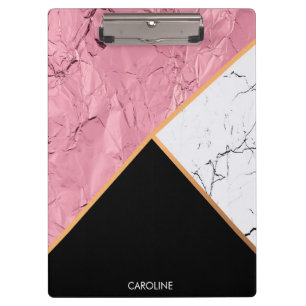 Rosen-Goldschwarzweiss-Marmormuster Klemmbrett