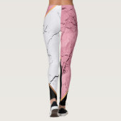 Rosen-Goldschwarzweiss-Marmormuster Leggings (Rückseite)