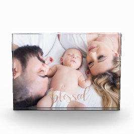 Rosen-Goldskript gesegnet Fotoblock