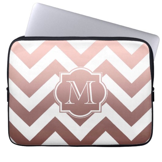 Rosen-Goldsparren-Monogramm Laptopschutzhülle (Vorderseite)
