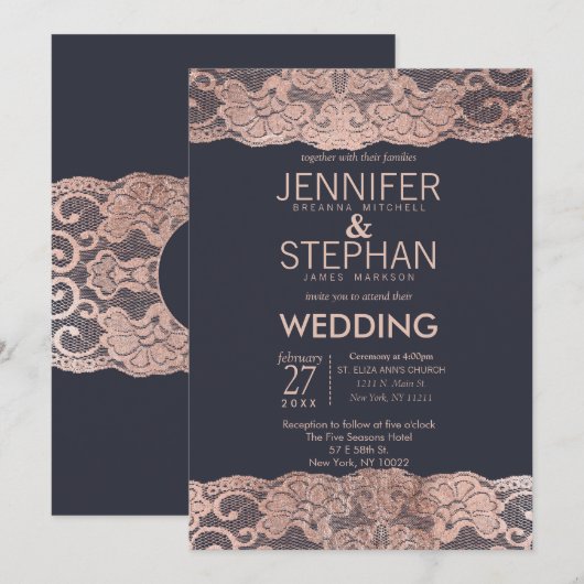 Rosen-Goldspitze-und Einladung (Vorne/Hinten)