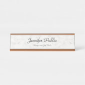 Rosen-Goldweiße moderne elegante Schreibtischnamensplakette (Vorderseite )