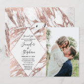 Rosen-Goldweiße moderne MarmorVerlobung Einladung (Vorne/Hinten)