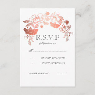 Rosen-Goldweiße Pfingstrosen-Lorbeer-Hochzeit UAWG RSVP Karte