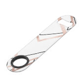 Rosen-Goldweißes lineares Dreieck-abstraktes Speed Flaschenöffner (Rückseite Schrägansicht)