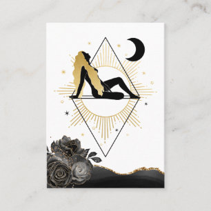 *~* Rosen-Göttin Schwarz Gold Yoga Mond Dreieck Visitenkarte