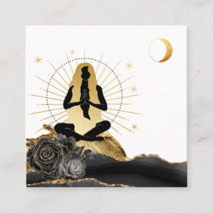 *~* Rosen Göttin Schwarz Gold Yoga Mond Quadratische Visitenkarte