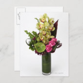 Rosen, grüne Anthurien, Cymbidium-Orchideen Postkarte (Vorne/Hinten)