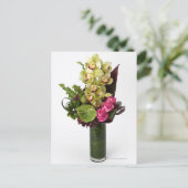 Rosen, grüne Anthurien, Cymbidium-Orchideen Postkarte (Stehend Vorderseite)