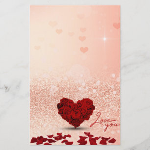 Rosen-Herz-Blumenstrauß des Valentines Tages- Briefpapier