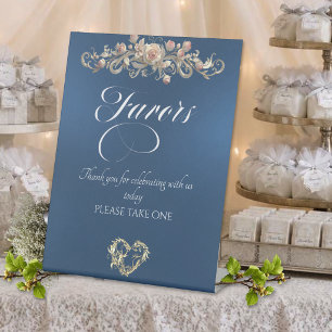 Rosen & Herz Geschenke - Blau Sockelschild