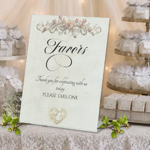 Rosen & Herz Geschenke - Creme Sockelschild