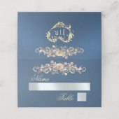 Rosen & Herz-Monogramm - Blau Platzkarte (Außenseite Aufgefaltet)