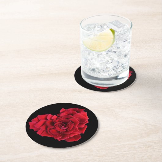 Rosen-Herz Runder Pappuntersetzer (Vor Ort)