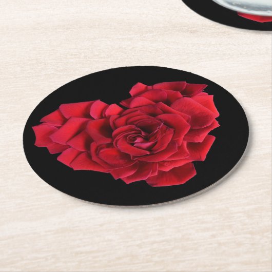 Rosen-Herz Runder Pappuntersetzer (Angewinkelt)