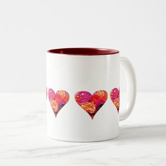 Rosen-Herz-Tasse Zweifarbige Tasse (VorderseiteRechts)