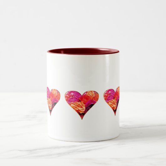 Rosen-Herz-Tasse Zweifarbige Tasse (Mittel)