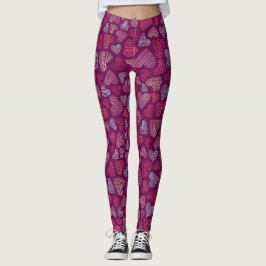 Rosen-, Herz- und Handmuster Leggings